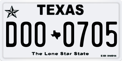 TX license plate DOO0705