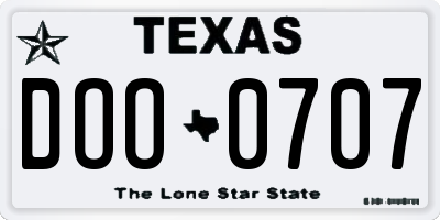 TX license plate DOO0707
