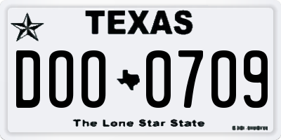 TX license plate DOO0709