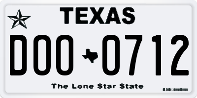 TX license plate DOO0712