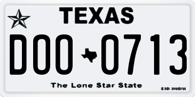 TX license plate DOO0713
