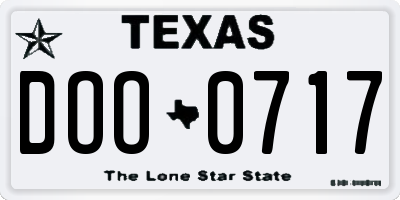 TX license plate DOO0717