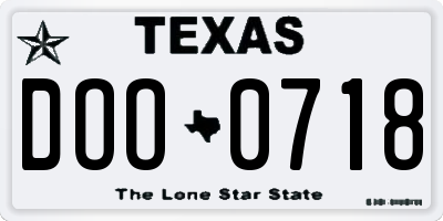 TX license plate DOO0718