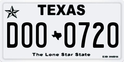 TX license plate DOO0720