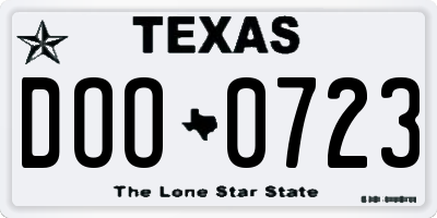 TX license plate DOO0723