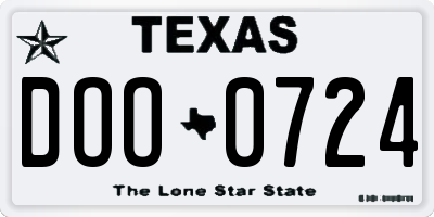 TX license plate DOO0724