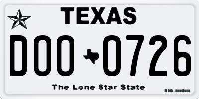 TX license plate DOO0726