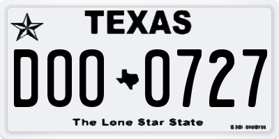 TX license plate DOO0727