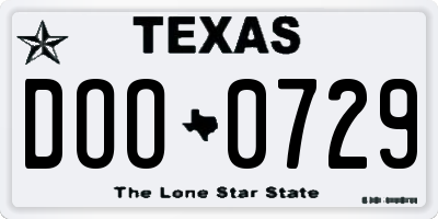 TX license plate DOO0729