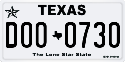 TX license plate DOO0730