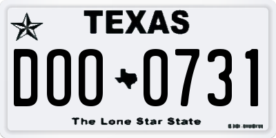 TX license plate DOO0731