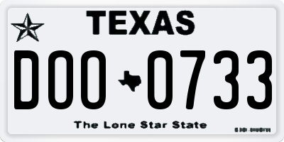 TX license plate DOO0733