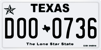 TX license plate DOO0736