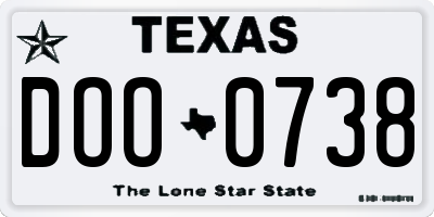 TX license plate DOO0738