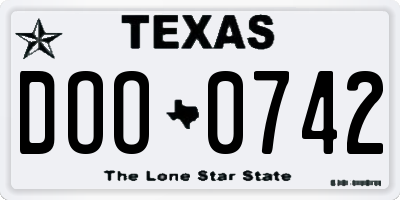 TX license plate DOO0742