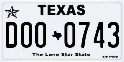 TX license plate DOO0743