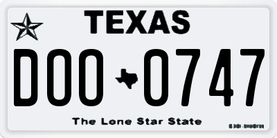 TX license plate DOO0747