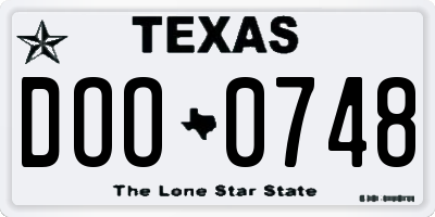 TX license plate DOO0748