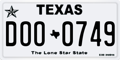 TX license plate DOO0749