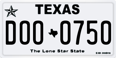 TX license plate DOO0750