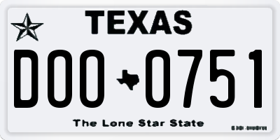 TX license plate DOO0751
