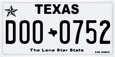 TX license plate DOO0752