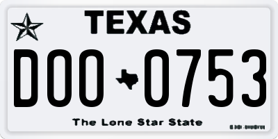 TX license plate DOO0753