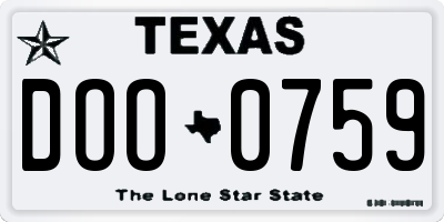 TX license plate DOO0759