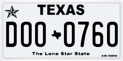 TX license plate DOO0760