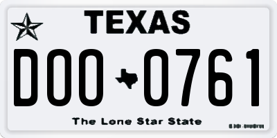 TX license plate DOO0761
