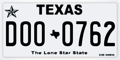 TX license plate DOO0762