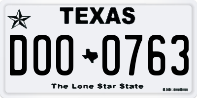 TX license plate DOO0763