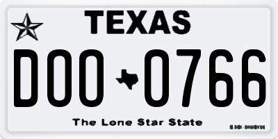 TX license plate DOO0766
