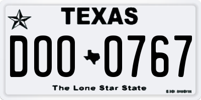 TX license plate DOO0767