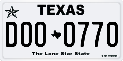TX license plate DOO0770
