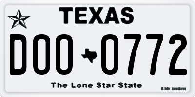 TX license plate DOO0772