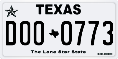TX license plate DOO0773