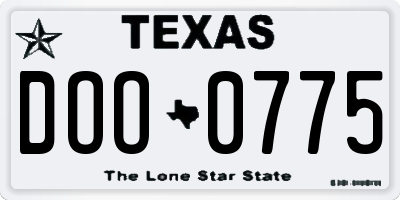 TX license plate DOO0775