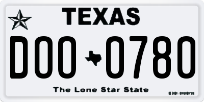 TX license plate DOO0780
