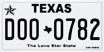 TX license plate DOO0782