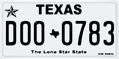 TX license plate DOO0783