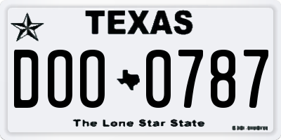 TX license plate DOO0787