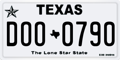TX license plate DOO0790