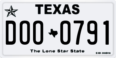 TX license plate DOO0791
