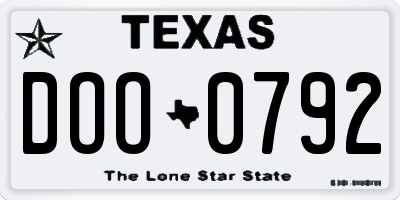 TX license plate DOO0792