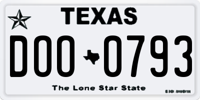 TX license plate DOO0793