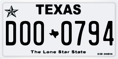 TX license plate DOO0794