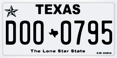 TX license plate DOO0795
