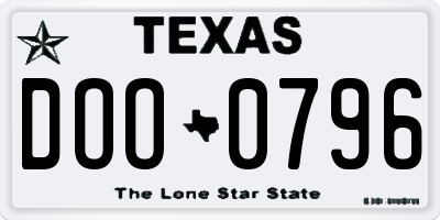 TX license plate DOO0796