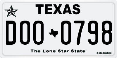 TX license plate DOO0798